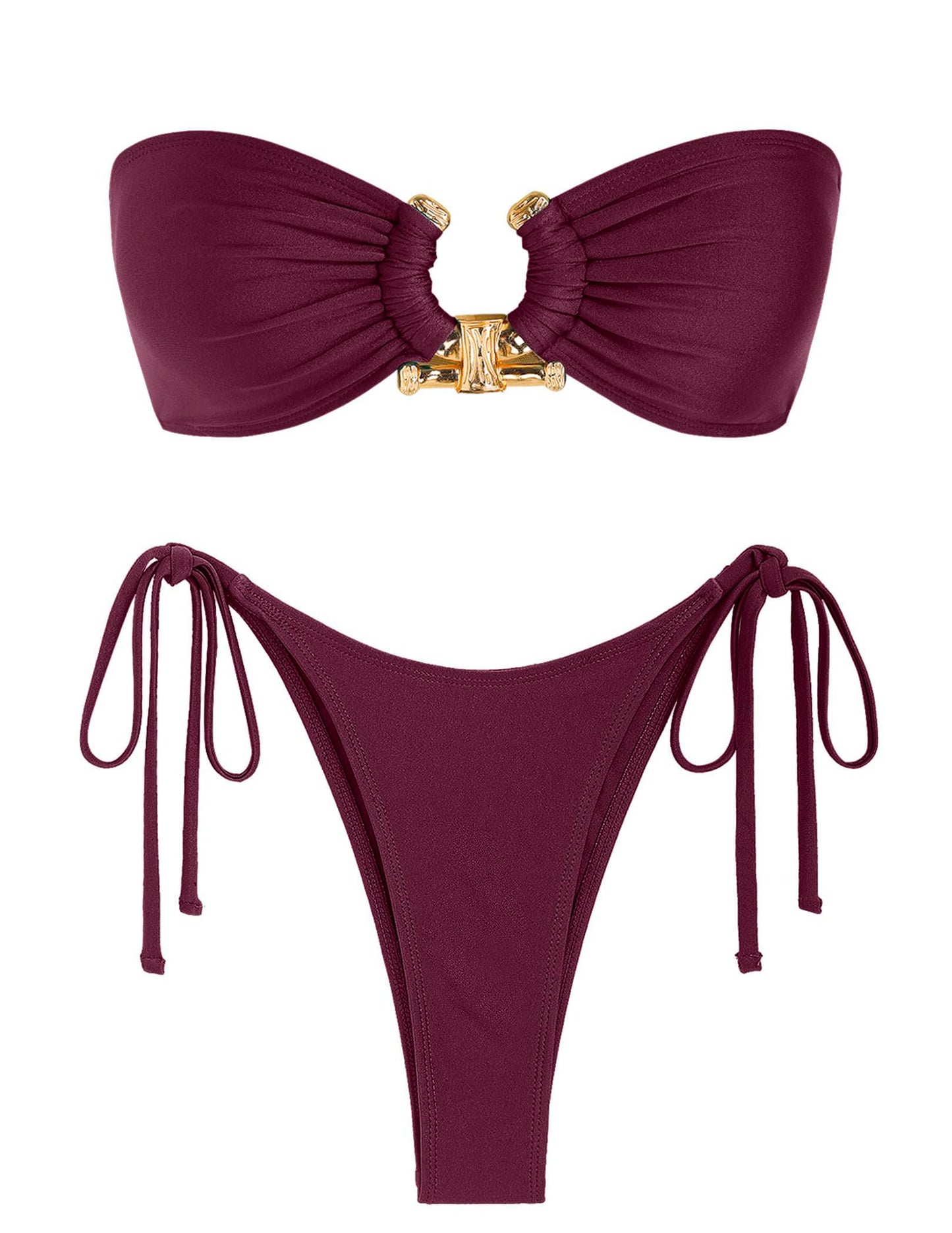 ZAFUL Bikini Sets for Women Strapless Top Sexy High Cut Two Piece Swimsuit