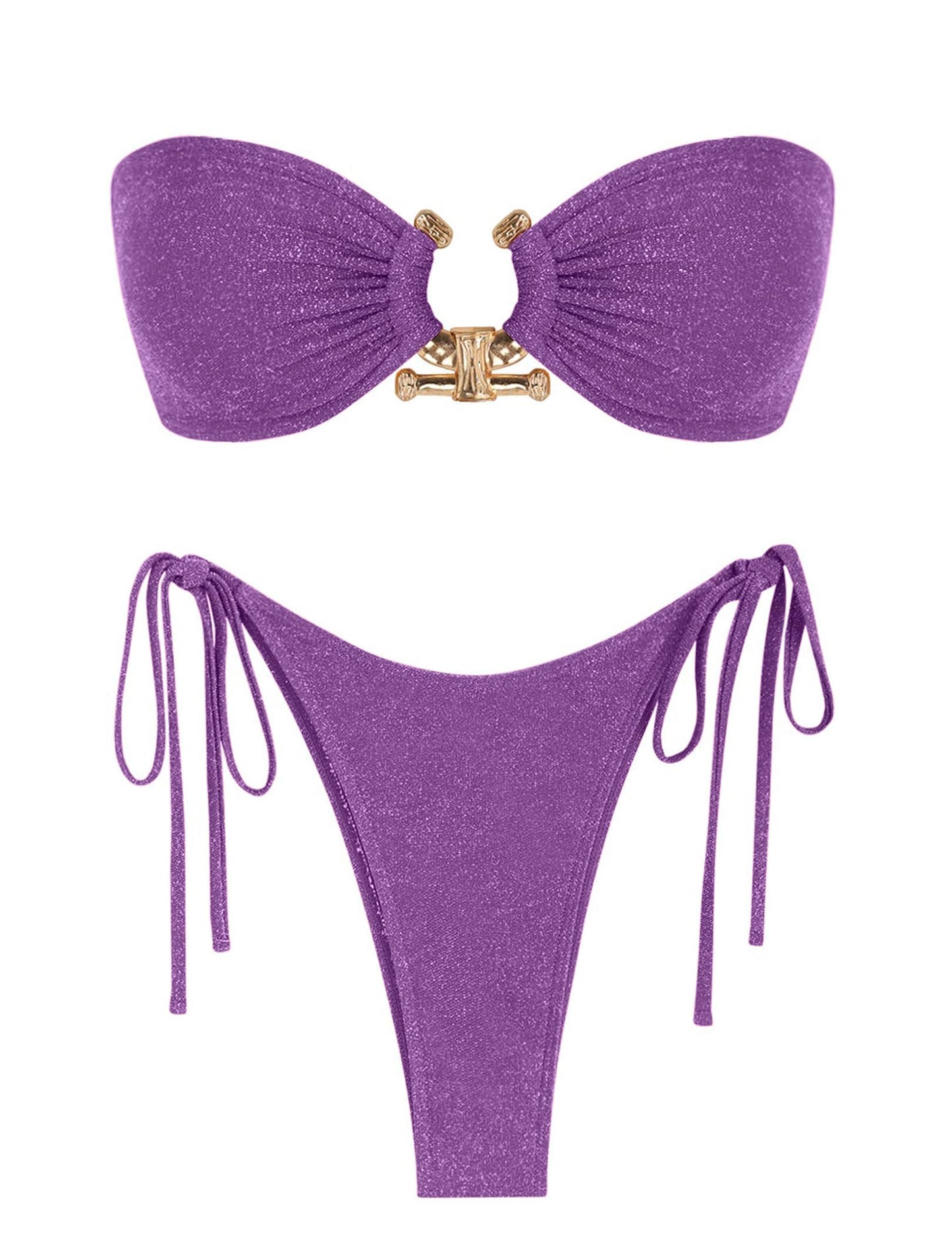 ZAFUL Bikini Sets for Women Strapless Top Sexy High Cut Two Piece Swimsuit