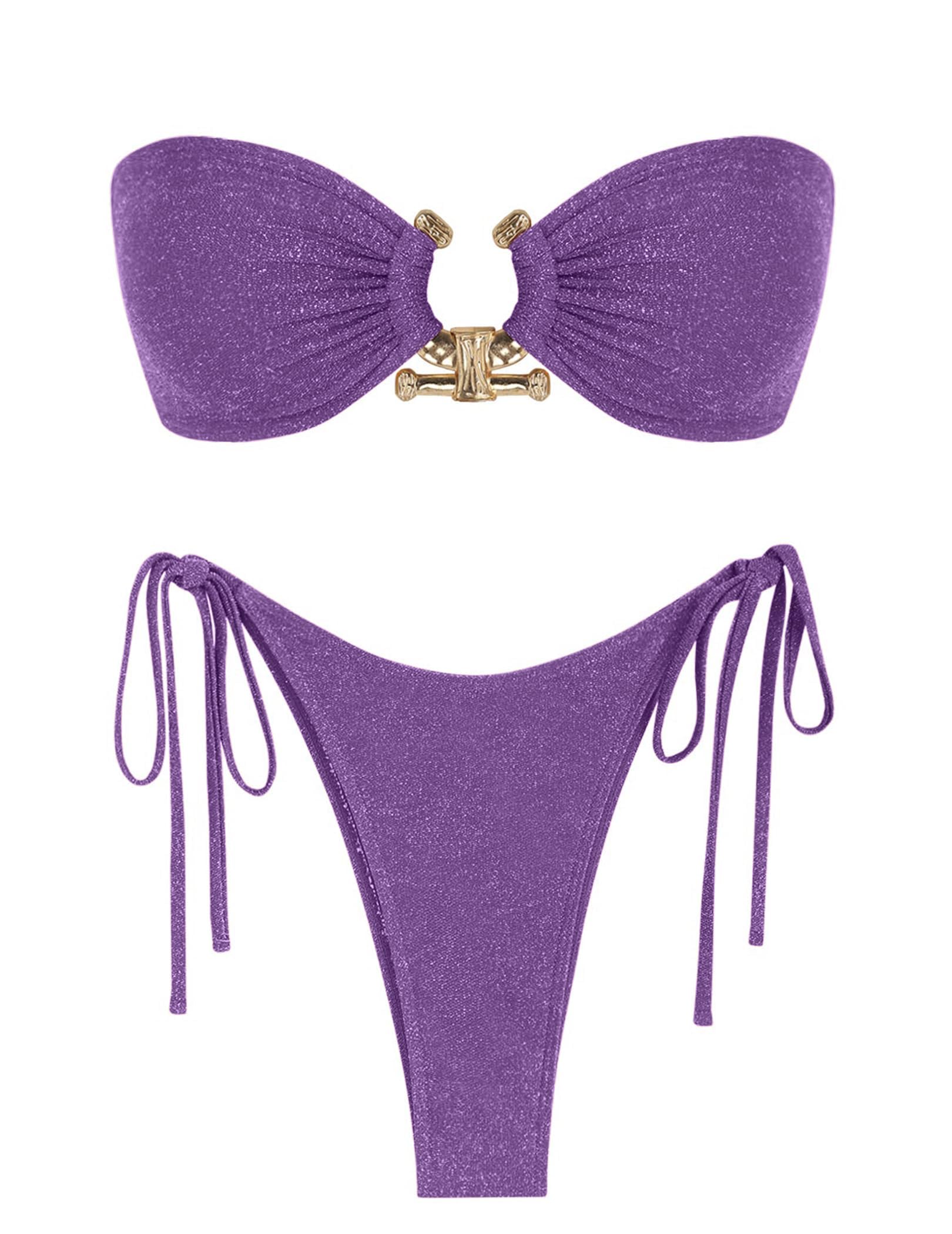 ZAFUL Bikini Sets for Women Strapless Top Sexy High Cut Two Piece Swimsuit