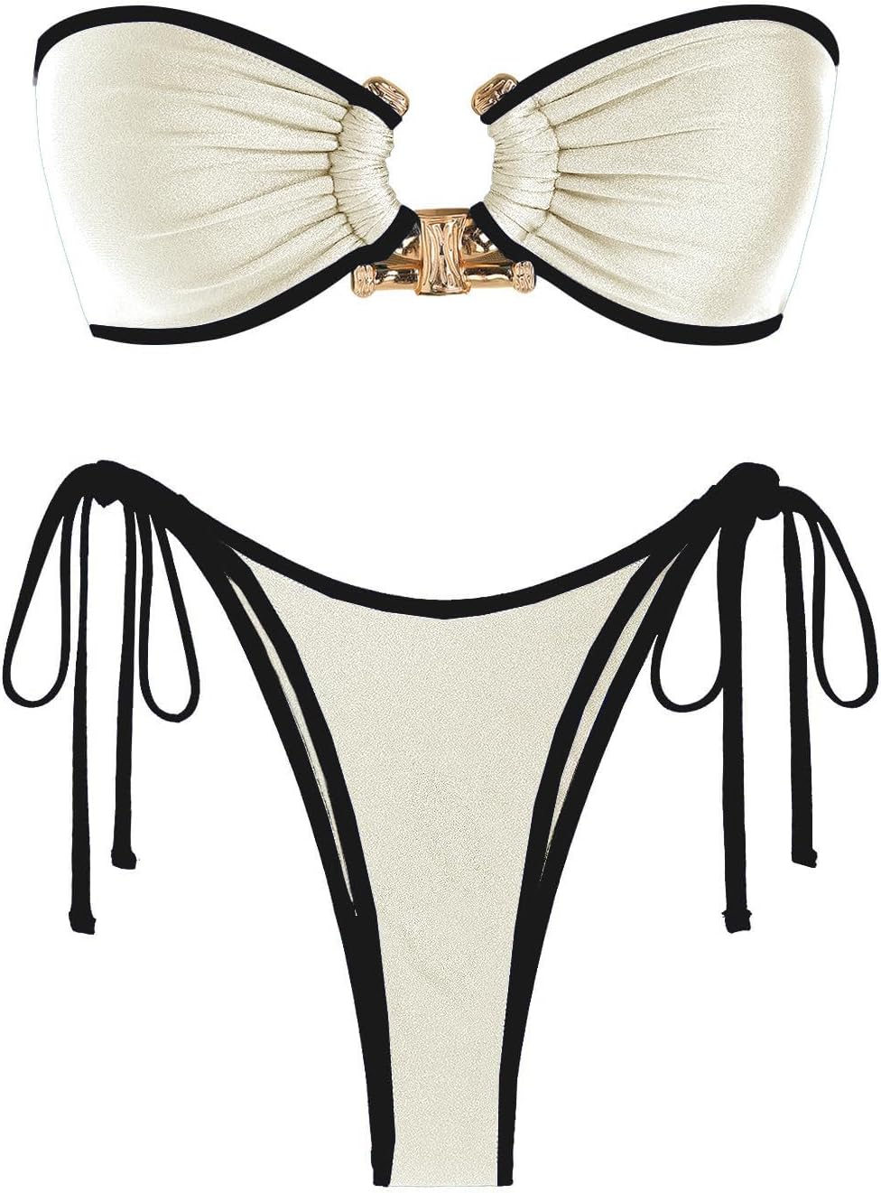 ZAFUL Bikini Sets for Women Strapless Top Sexy High Cut Two Piece Swimsuit