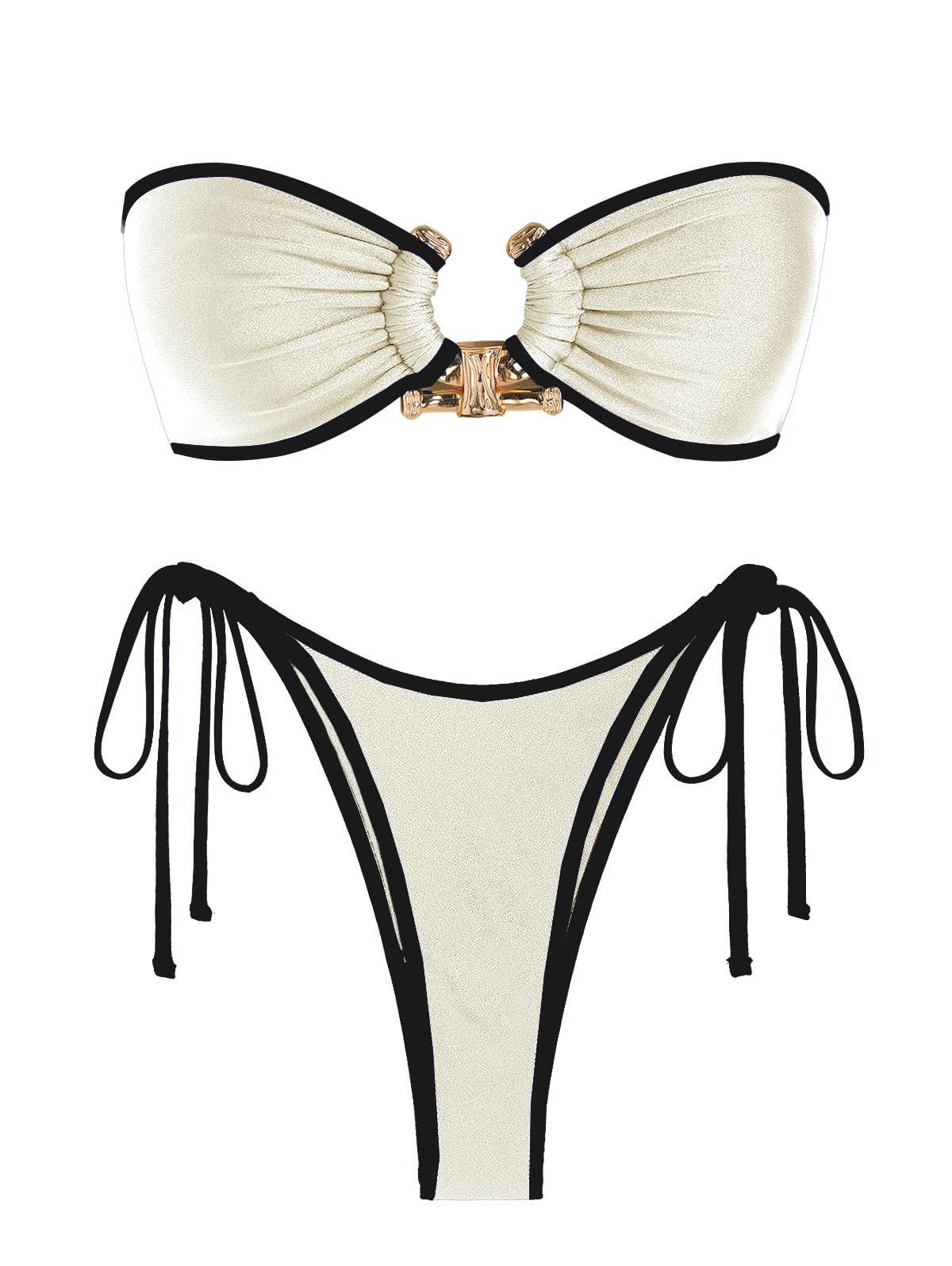 ZAFUL Bikini Sets for Women Strapless Top Sexy High Cut Two Piece Swimsuit