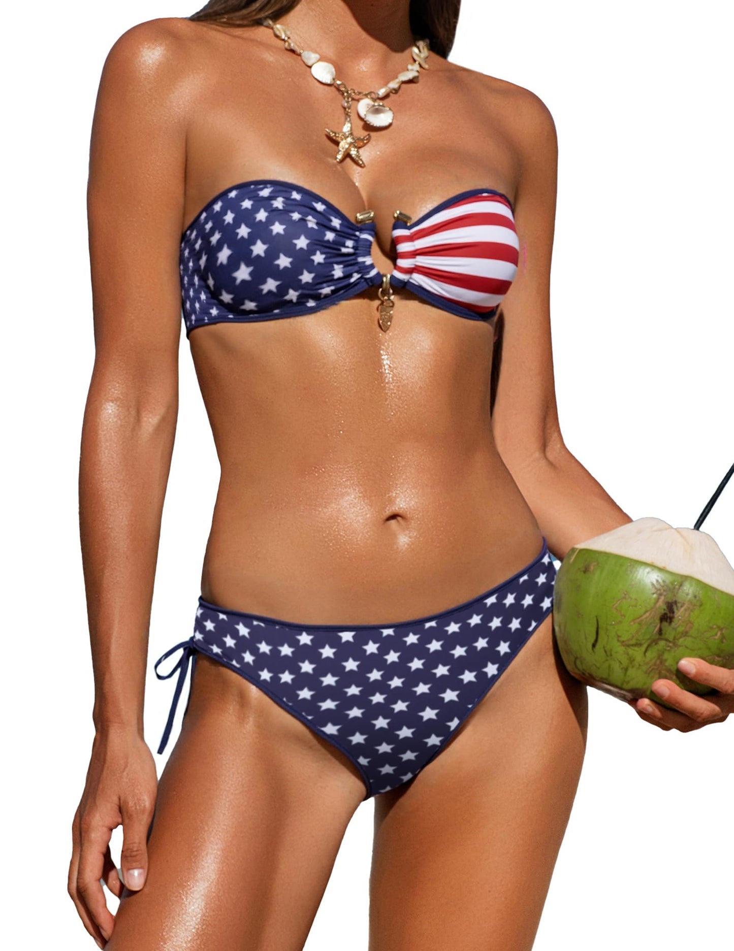 ZAFUL Bikini Sets for Women Strapless Top Sexy High Cut Two Piece Swimsuit