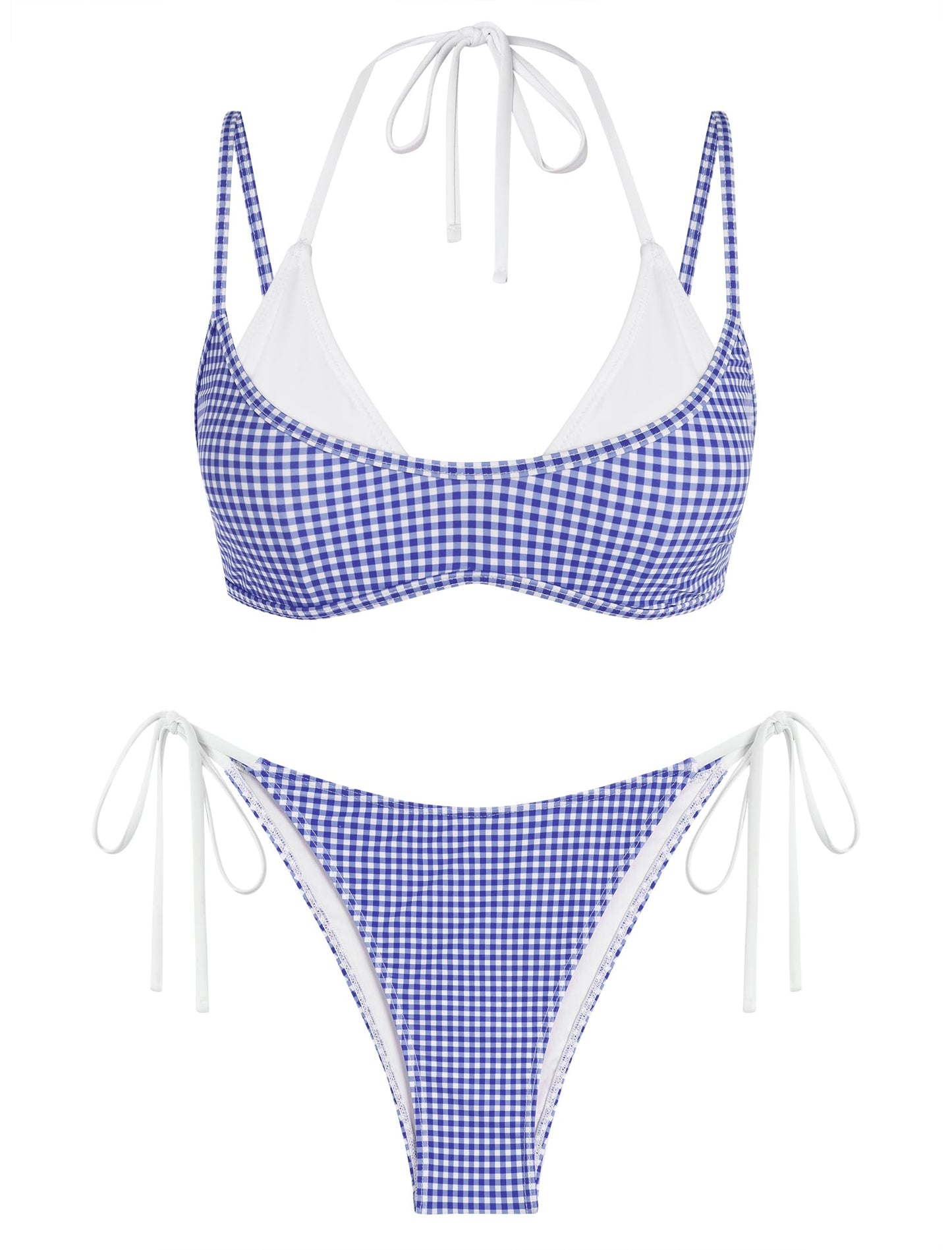 ZAFUL Women's Polka Dots Bikini Set Double Layer Halter 2 Piece Swimsuit