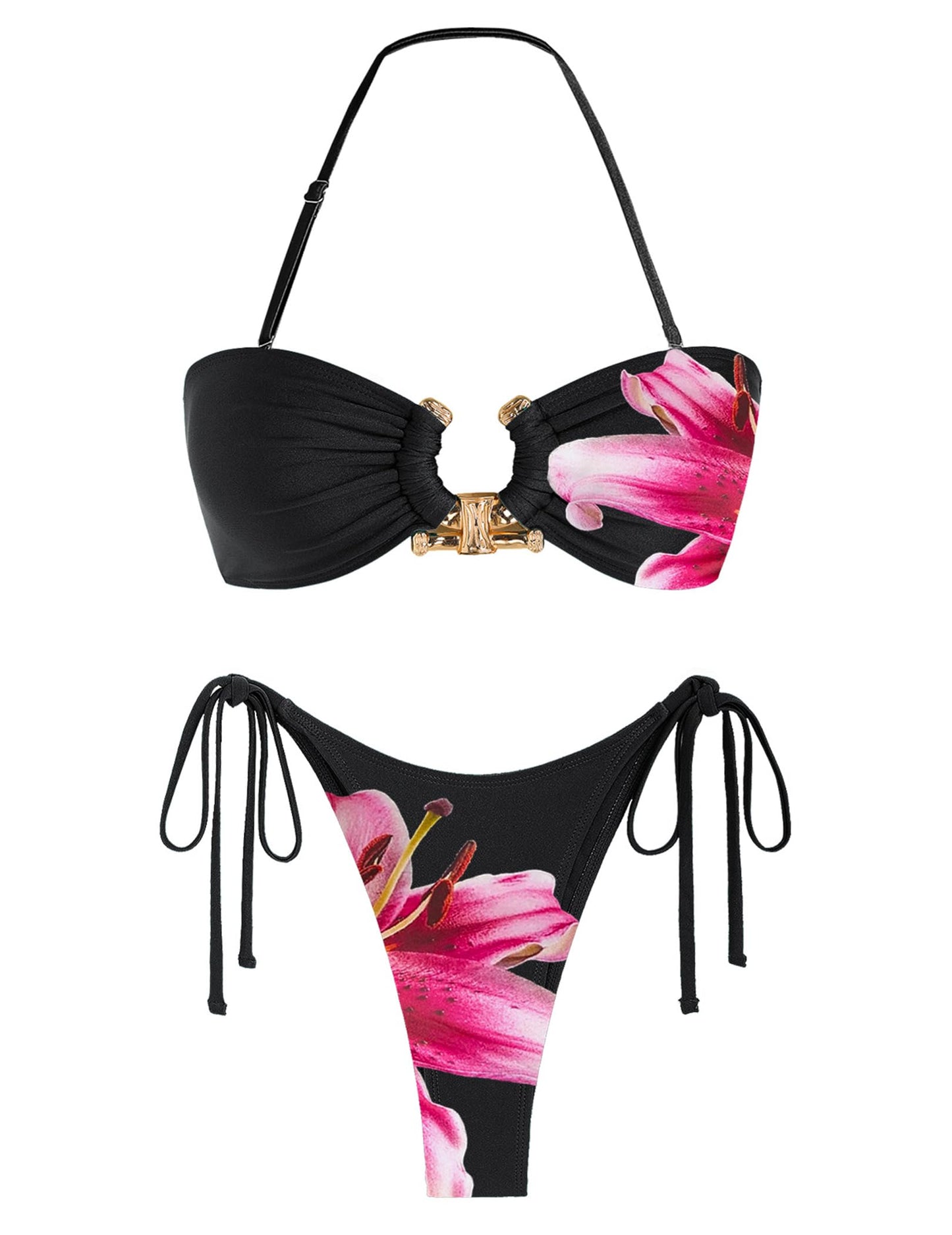 ZAFUL Bikini Sets for Women Strapless Top Sexy High Cut Two Piece Swimsuit