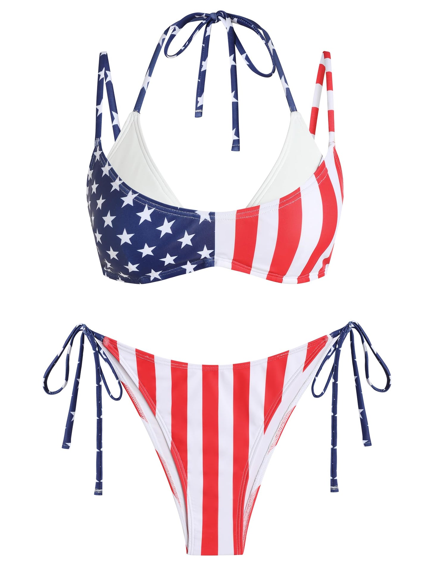 ZAFUL Women's Polka Dots Bikini Set Double Layer Halter 2 Piece Swimsuit