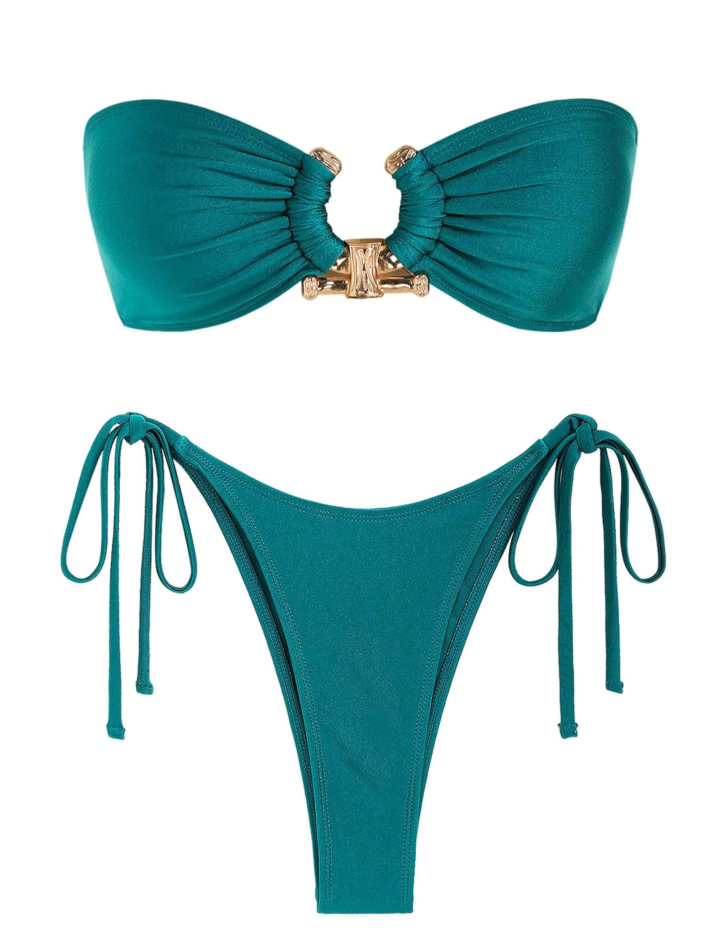 ZAFUL Bikini Sets for Women Strapless Top Sexy High Cut Two Piece Swimsuit