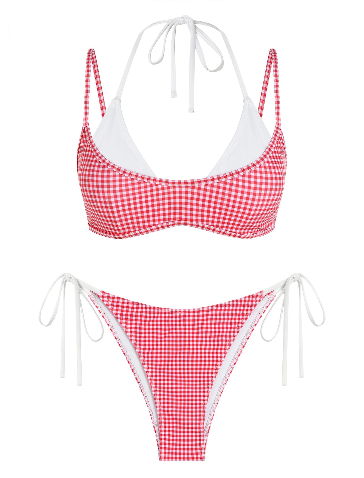 ZAFUL Women's Polka Dots Bikini Set Double Layer Halter 2 Piece Swimsuit