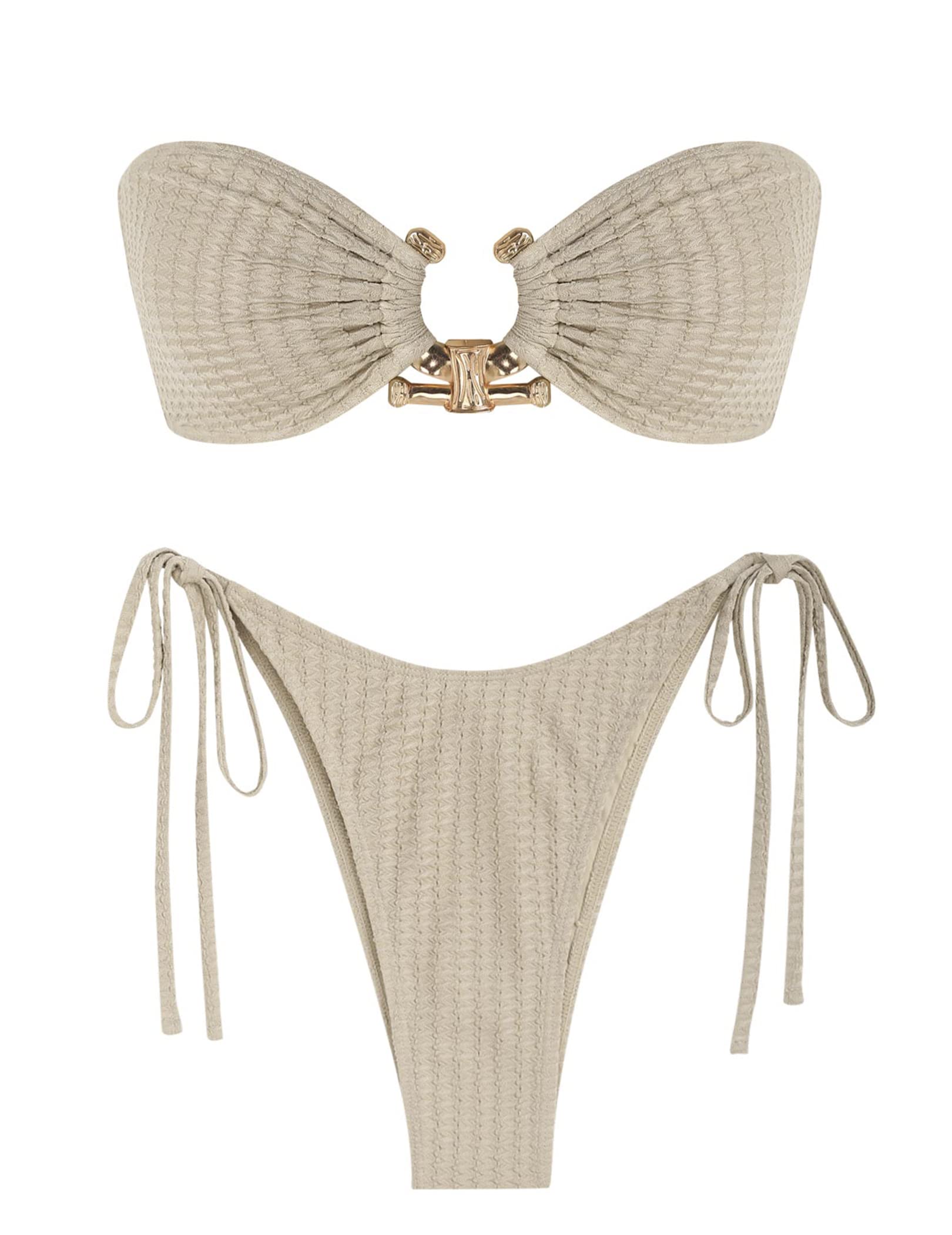 ZAFUL Bikini Sets for Women Strapless Top Sexy High Cut Two Piece Swimsuit