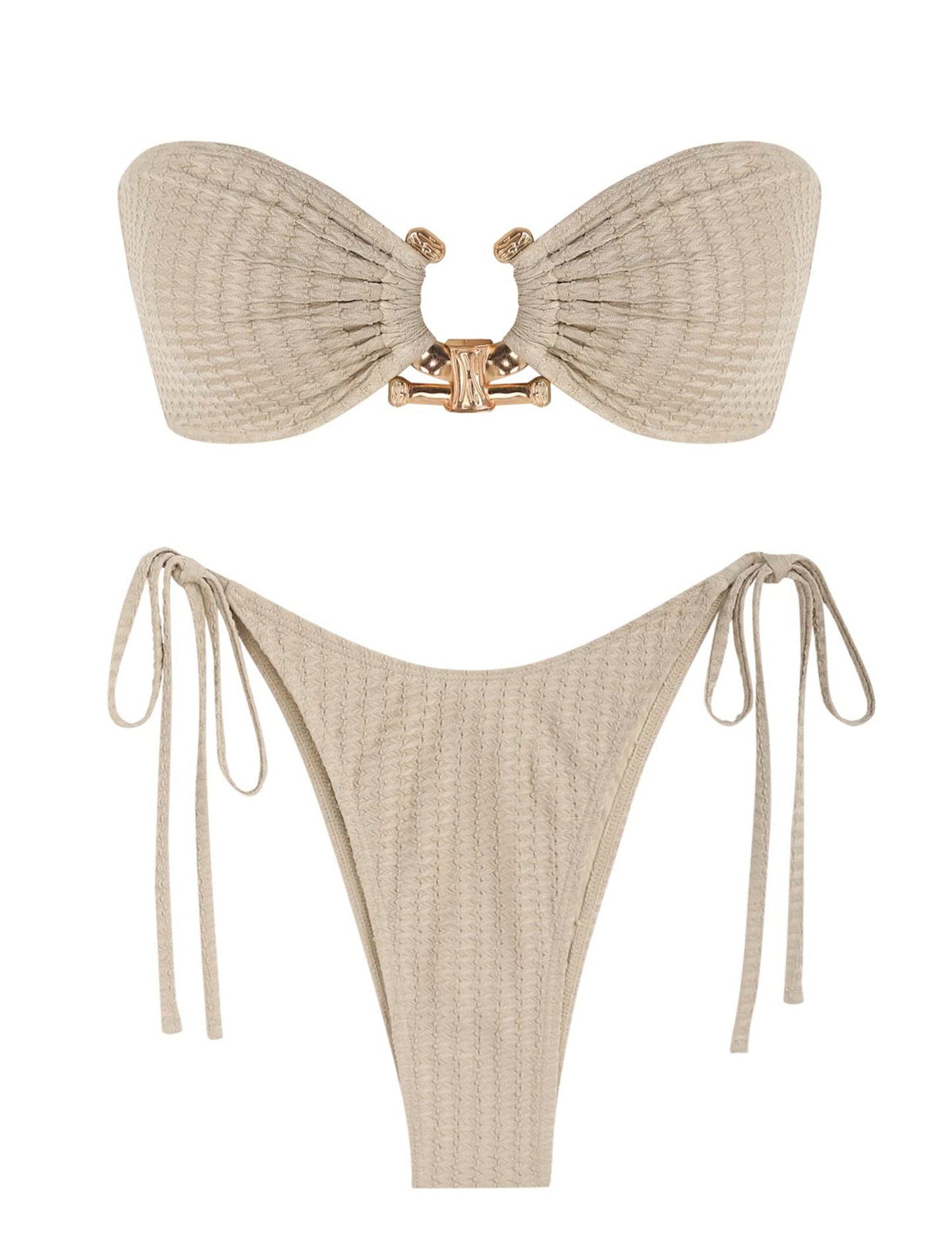 ZAFUL Bikini Sets for Women Strapless Top Sexy High Cut Two Piece Swimsuit