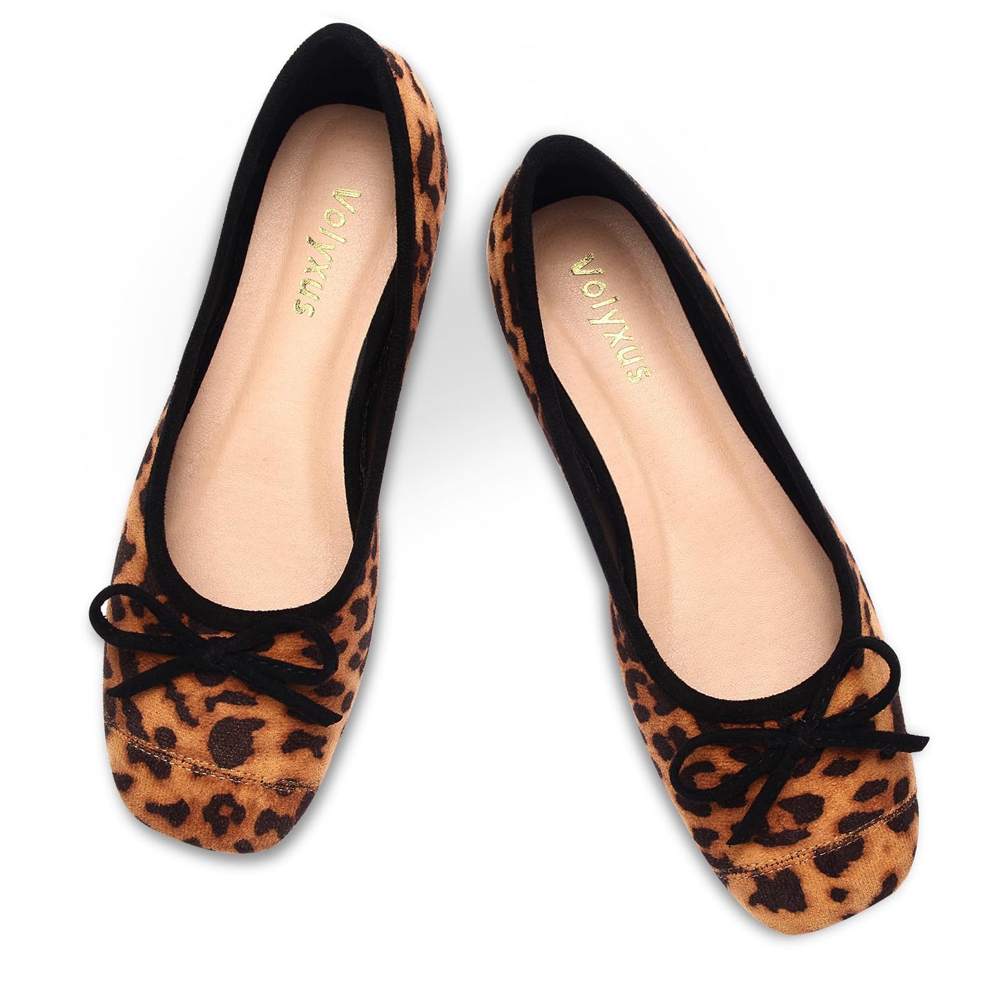 Women's Ballet Flats Cap Toe Bow Flats Two Tone Slip On Flats Comfort Square Toe Dressy Flat Shoes for Casual Work