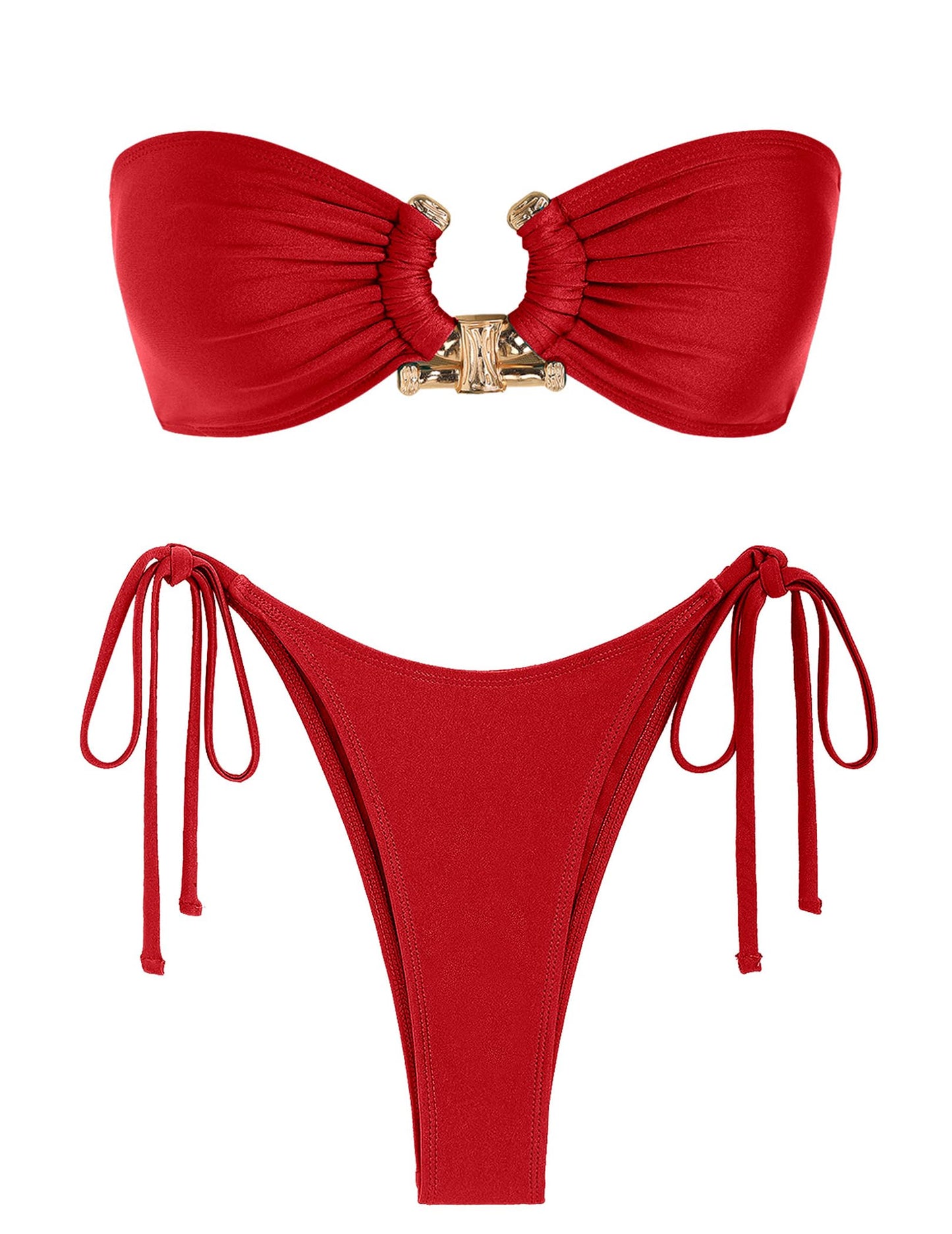 ZAFUL Bikini Sets for Women Strapless Top Sexy High Cut Two Piece Swimsuit