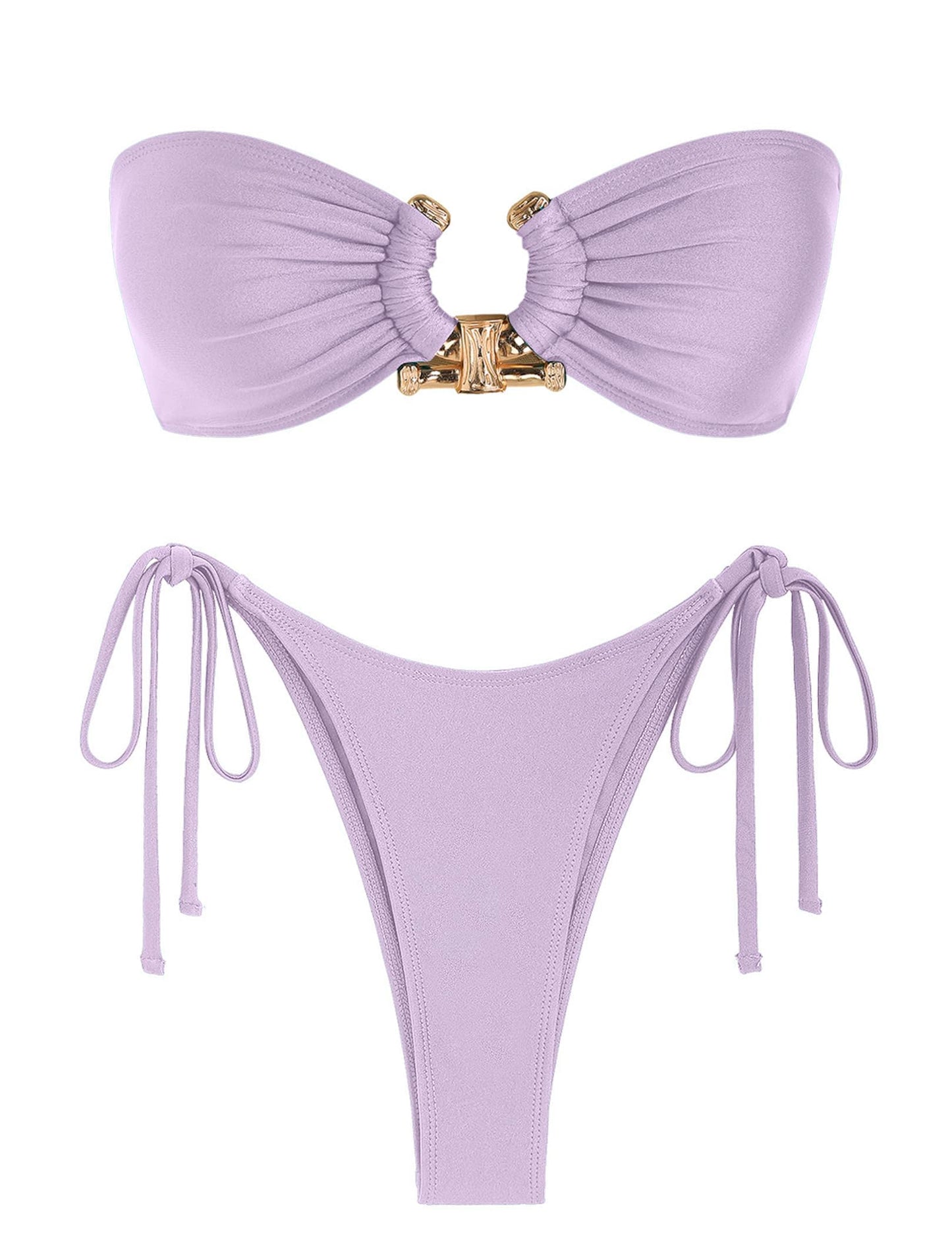 ZAFUL Bikini Sets for Women Strapless Top Sexy High Cut Two Piece Swimsuit
