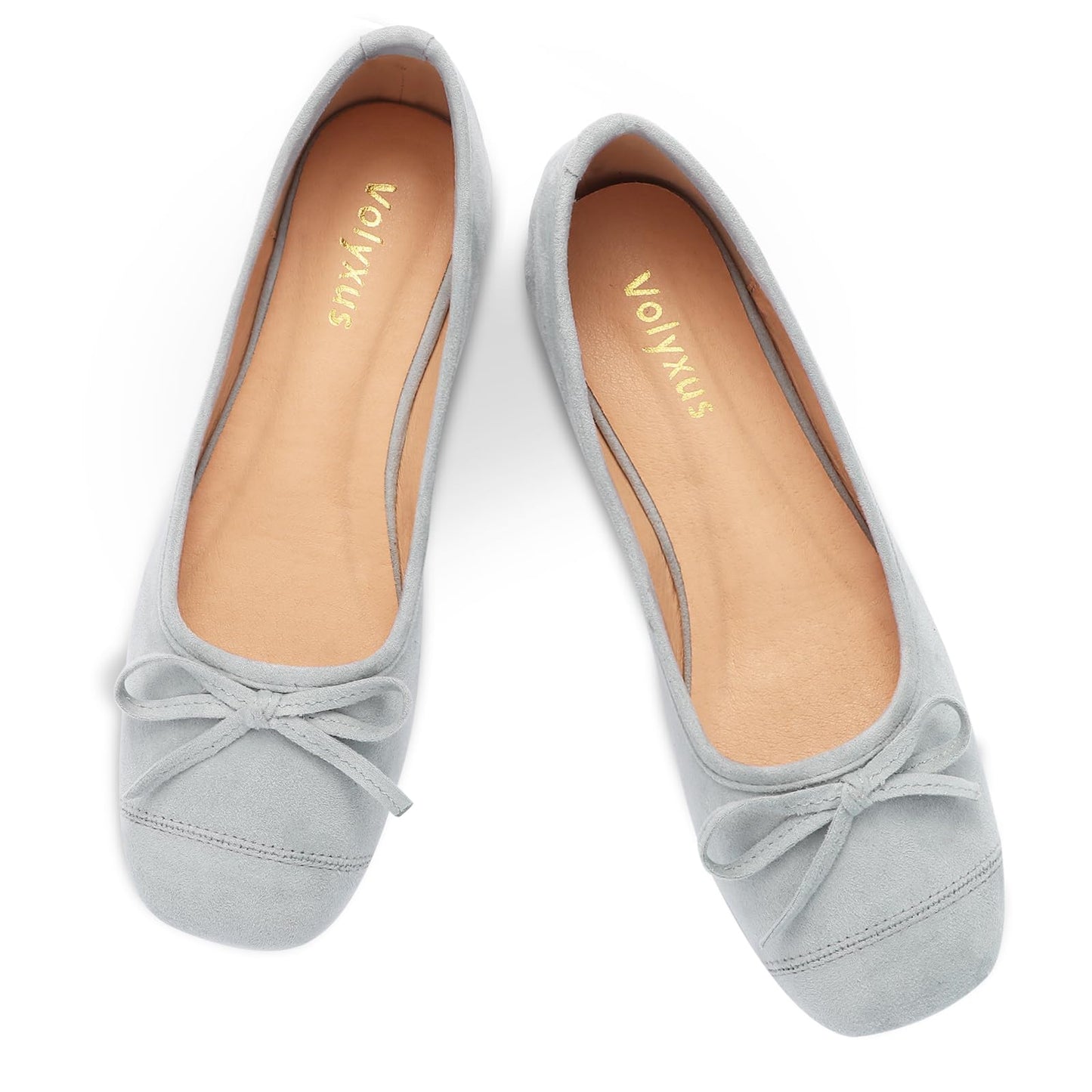 Women's Ballet Flats Cap Toe Bow Flats Two Tone Slip On Flats Comfort Square Toe Dressy Flat Shoes for Casual Work