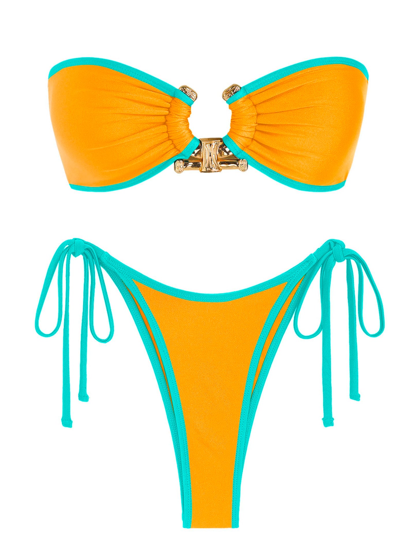 ZAFUL Bikini Sets for Women Strapless Top Sexy High Cut Two Piece Swimsuit