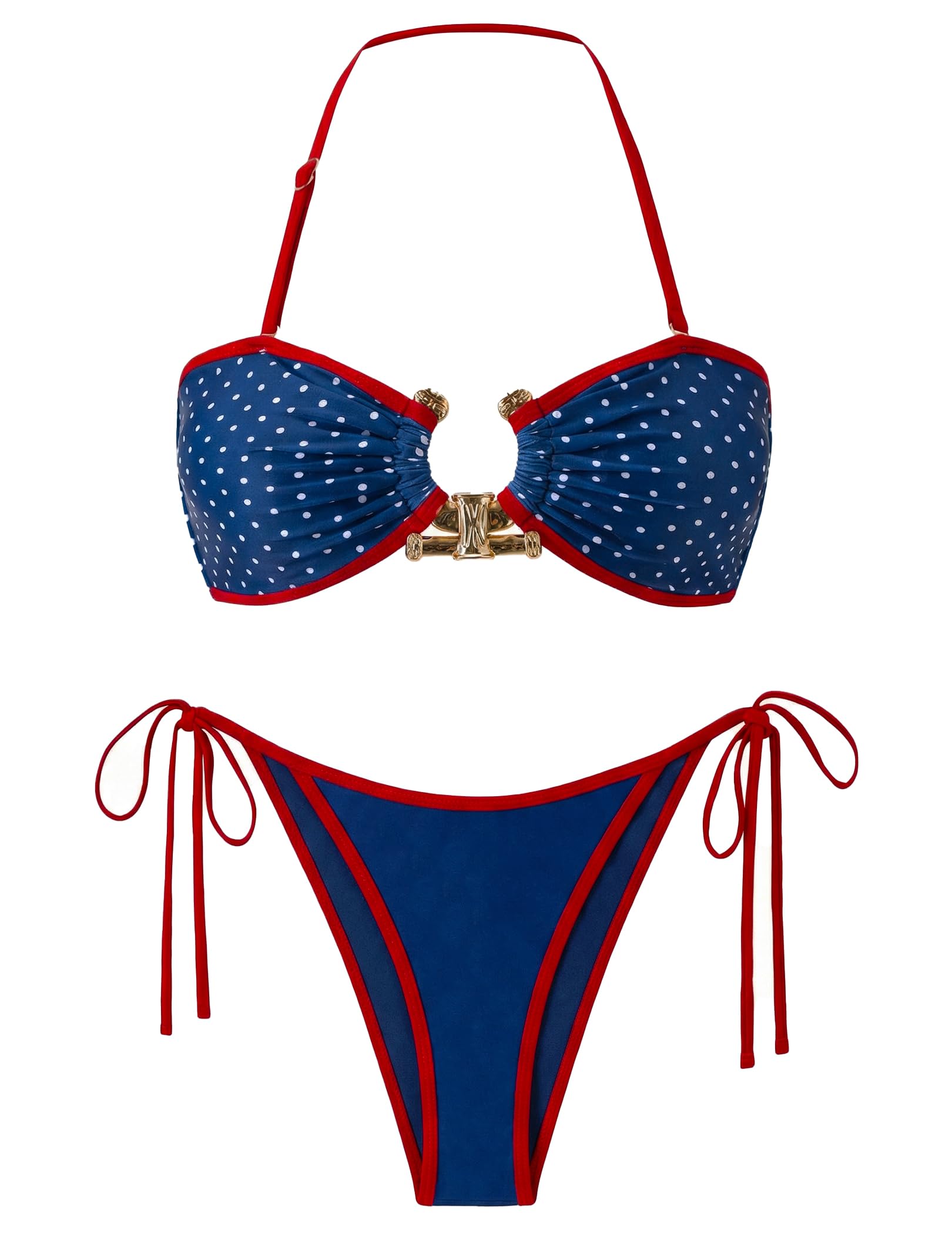ZAFUL Bikini Sets for Women Strapless Top Sexy High Cut Two Piece Swimsuit