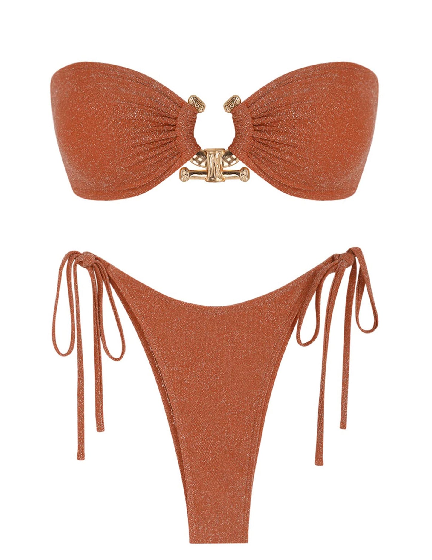 ZAFUL Bikini Sets for Women Strapless Top Sexy High Cut Two Piece Swimsuit