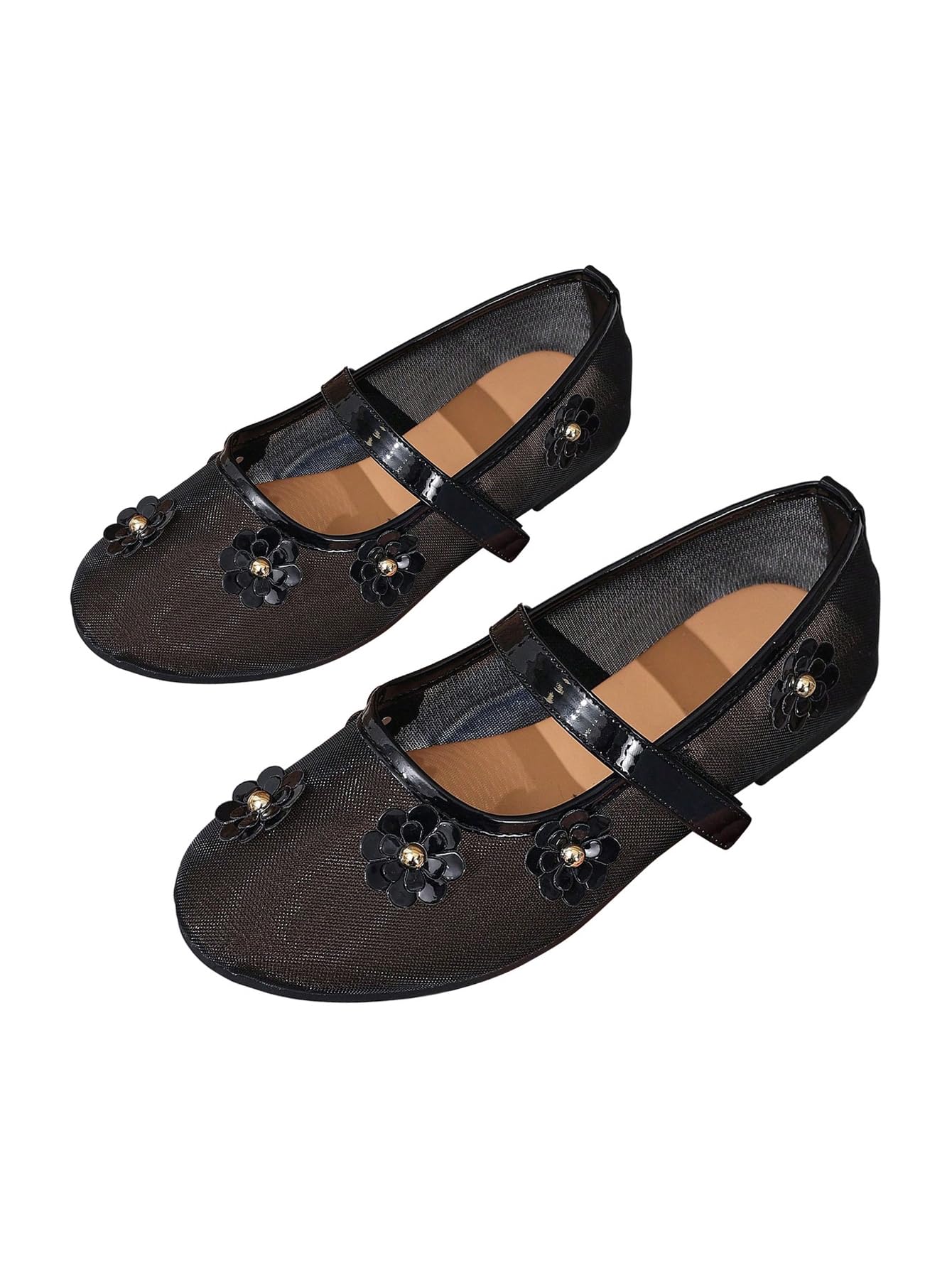 MakeMeChic Women's Lace Mesh Ballet Flats Comfortable Dressy Shoes