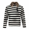 Striped Distressed Spray Print Leopard Collar Polo Long Sleeve T-Shirt Men