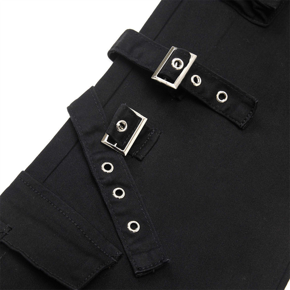 Vibe American Style Flared Work Pants with Unique Belt Design and Multiple Pockets for Men