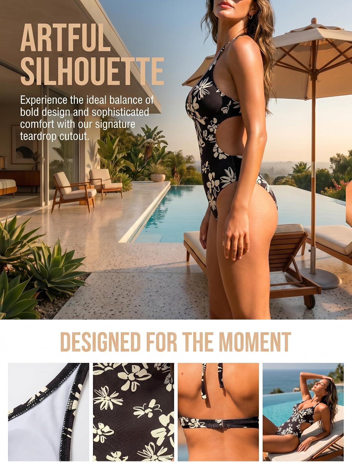 CUPSHE Women's One Piece Swimsuit Sexy Monokini Textured Bathing Suit