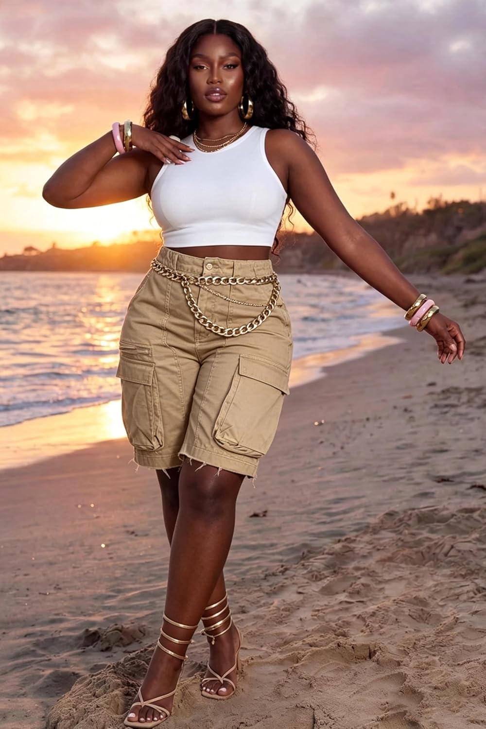 Denim Shorts Women High Waisted Summer Bermuda Stretchy Cargo Jean Casual Baggy Raw Hem Jorts with Pockets for Women