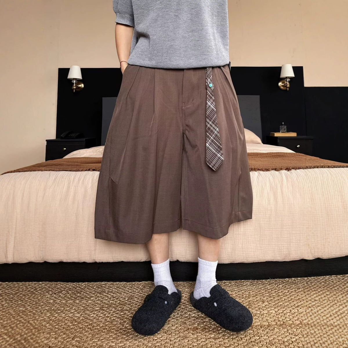 Vintage Casual Wide Leg Seven-Quarter Trousers for Men and Women