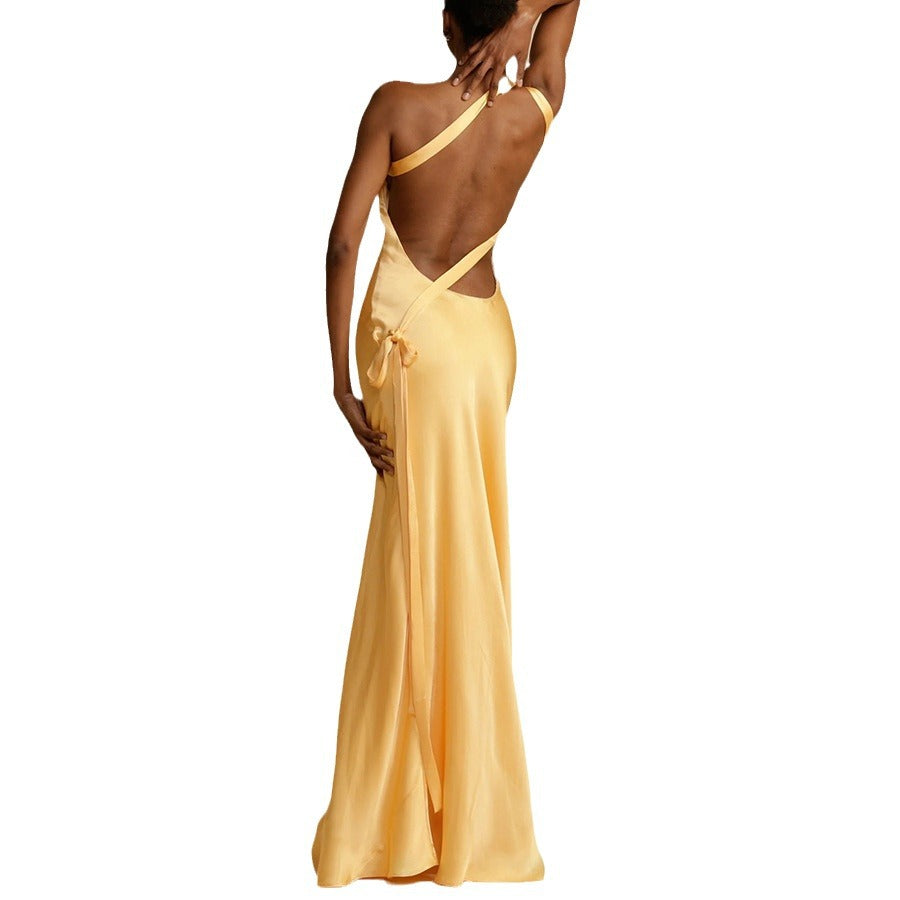 Off-Shoulder Fitted Dress with Satin Fabric Casual for Parties