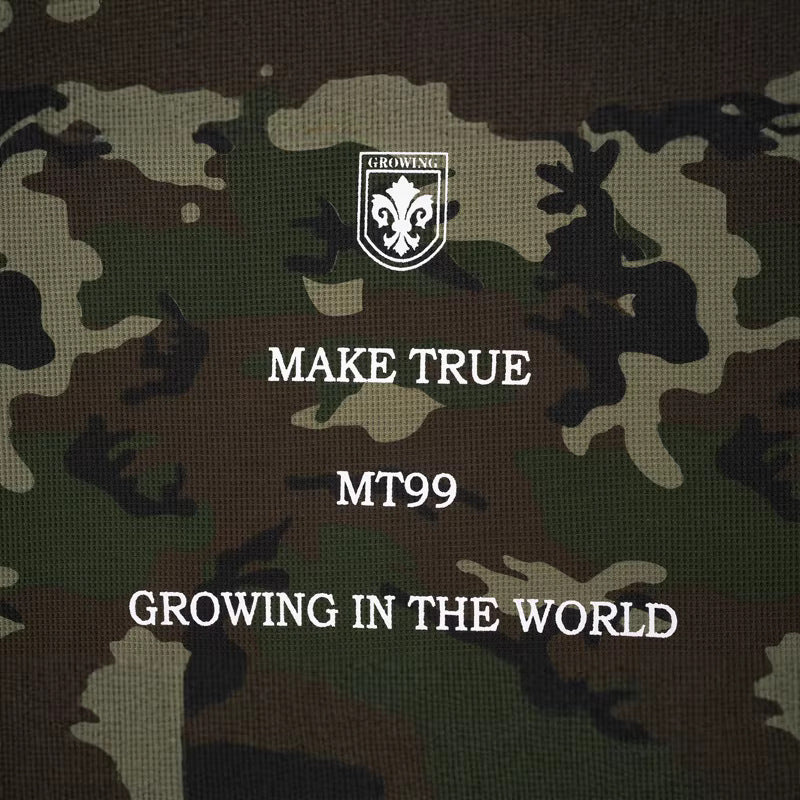 T-shirt camouflage en maille gaufrée à manches longues pour homme