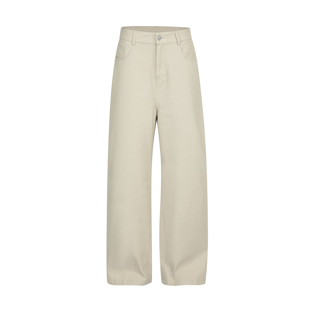 Pantalon Cargo Rétro Unisexe Street Style Couleur Unie Coupe Décontractée pour Homme, Coupe Droite Ample