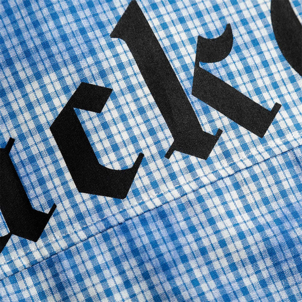 Unique Trendy Tie-Dye Plaid Long Sleeve Shirt for Men Vibe Design Spider Web Letter Print Shirt
