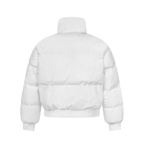 Beaded Design Thick Stand-up Collar Puffer Jacket for Men and Women Casual Warm Cotton Coat