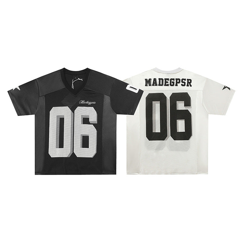 V-Neck Jersey Short Sleeve T-Shirt for Men and Women Breathable