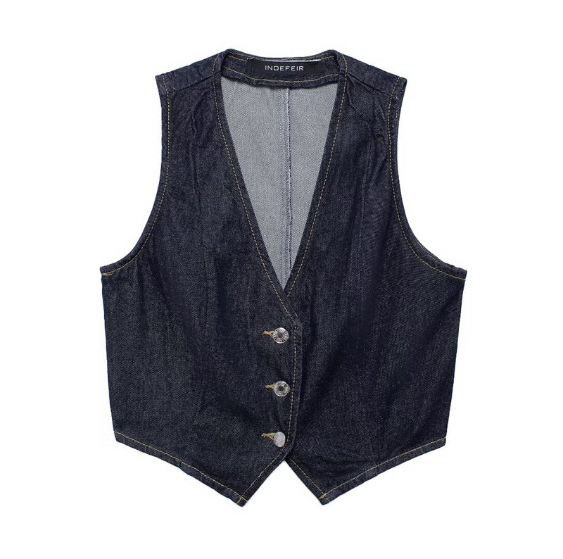 Fashionable and versatile wide leg comfortable casual high waisted denim top+pants set