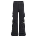 Vibe American Style Flared Work Pants with Unique Belt Design and Multiple Pockets for Men