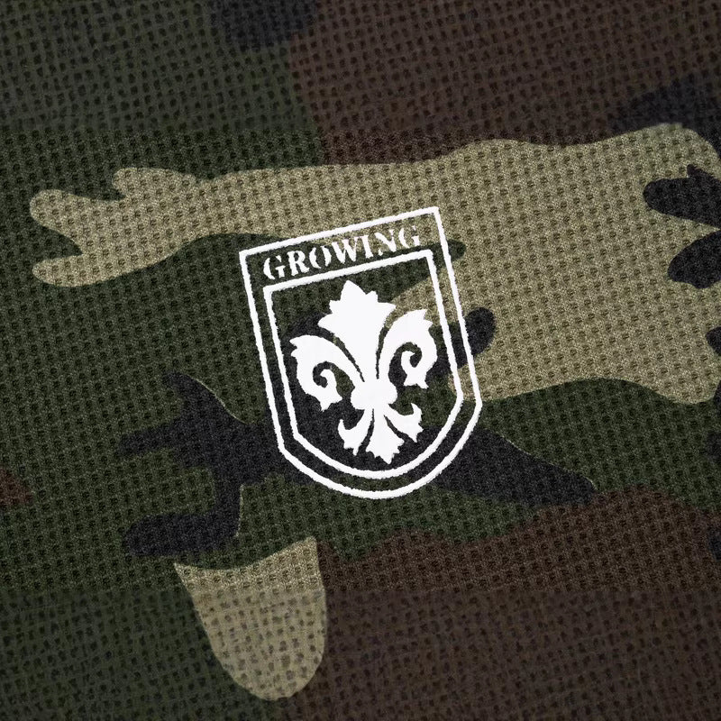 T-shirt camouflage en maille gaufrée à manches longues pour homme