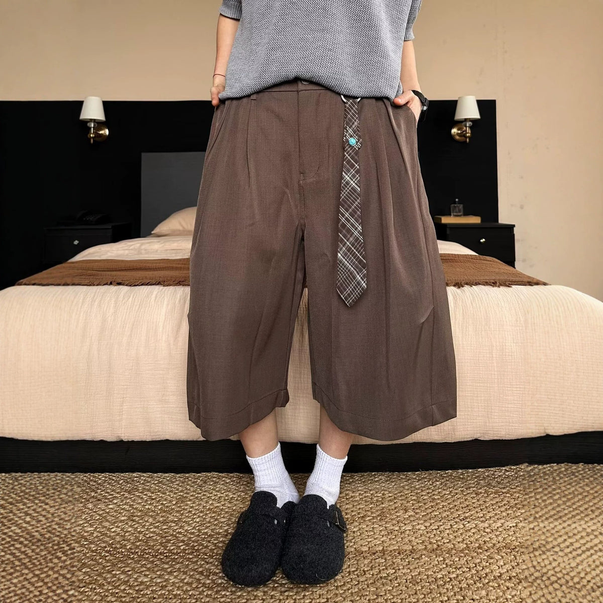 Vintage Casual Wide Leg Seven-Quarter Trousers for Men and Women