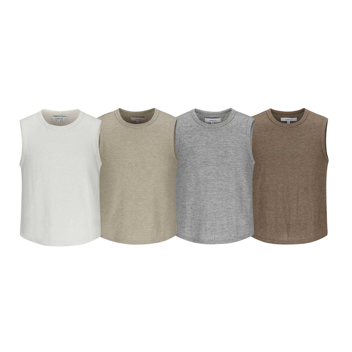 Casual Loose Solid Color Textured Crew Neck Sleeveless Vest Men