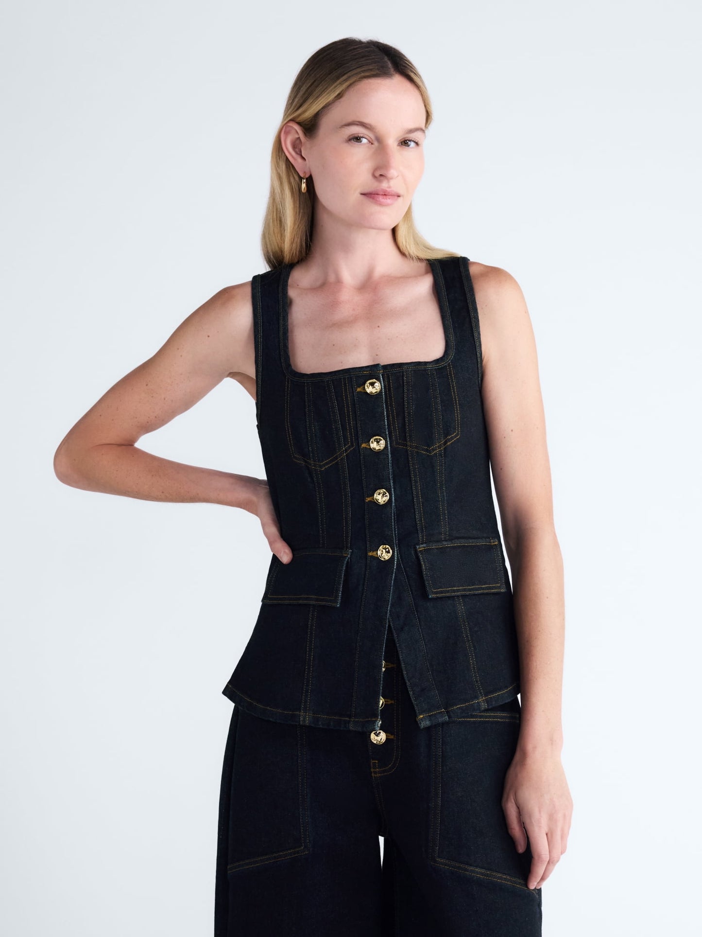 Scoop Women's and Women's Plus Denim Corset Top, Sizes XS-4X