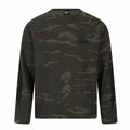 Camouflage Waffle Knit Street Graffiti Printed Long Sleeve T-Shirt for Men