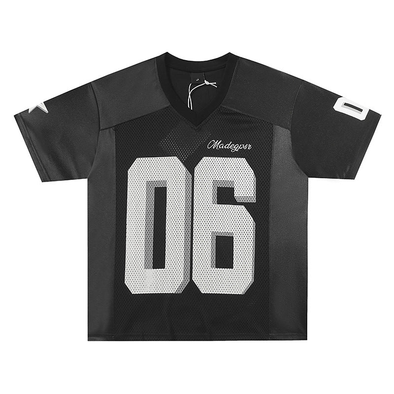 V-Neck Jersey Short Sleeve T-Shirt for Men and Women Breathable