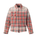 Chemise à Carreaux Dégradé Frangée Rétro Americana Manches Longues pour Homme