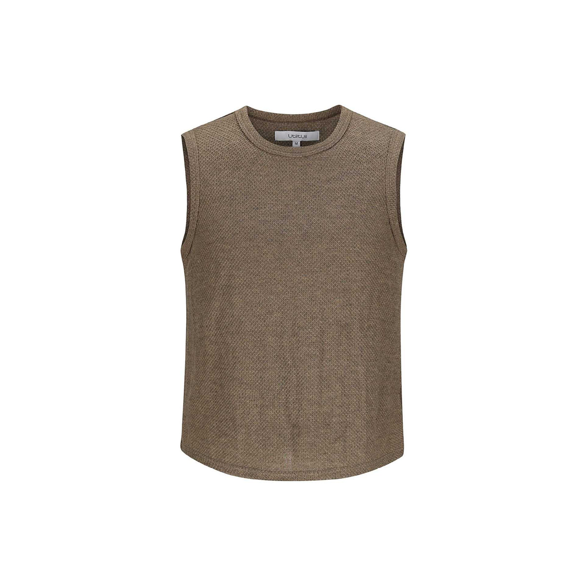 Casual Loose Solid Color Textured Crew Neck Sleeveless Vest Men