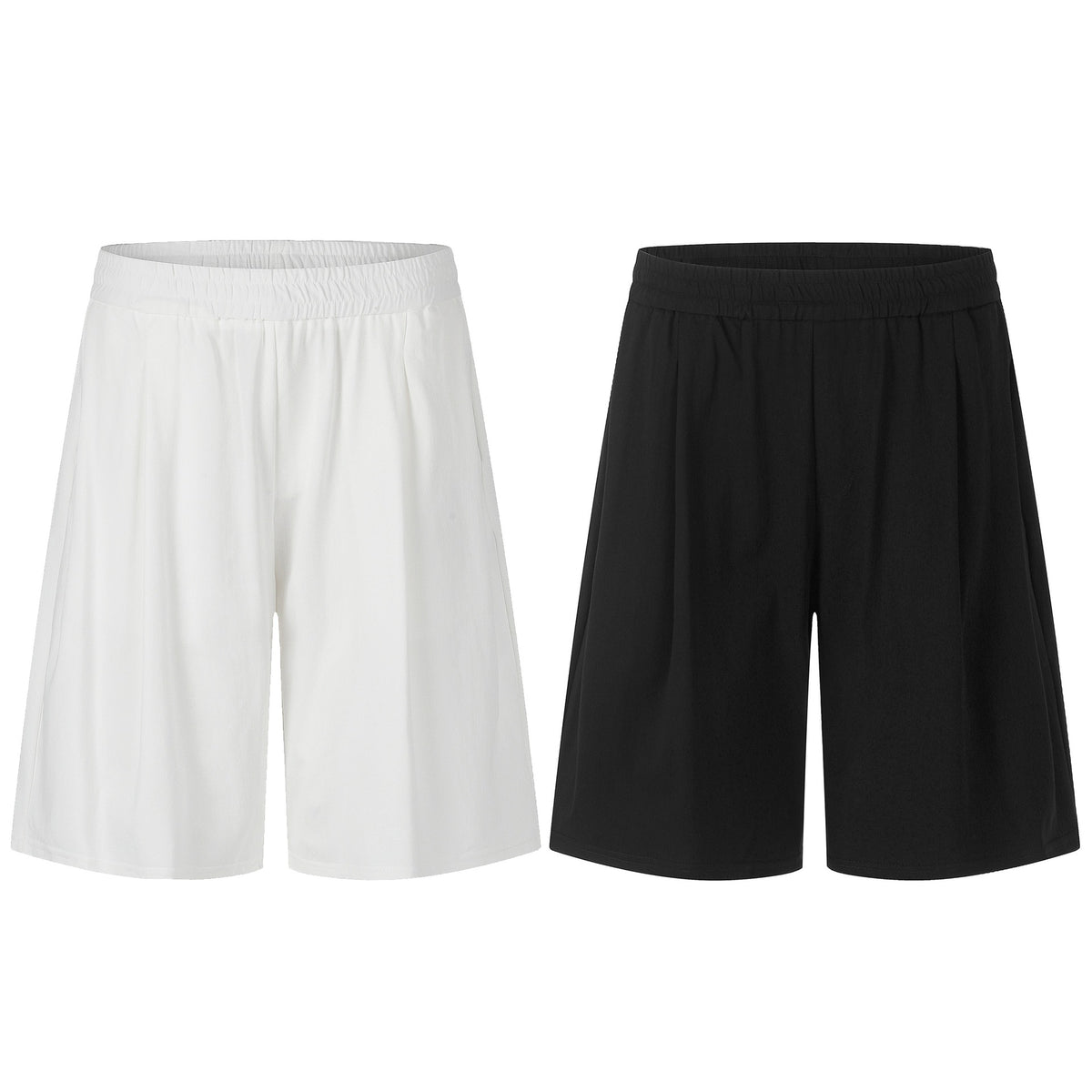 Elastic Waist Short Pants for Men -  Minimalist Solid Color Versatile Style