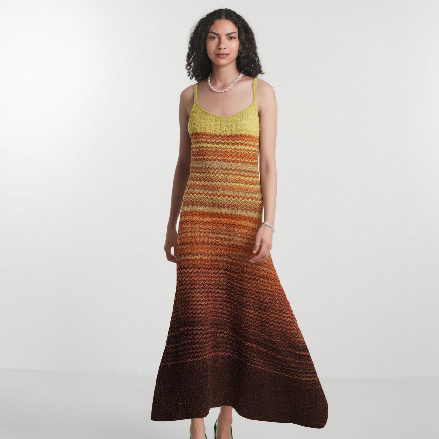 Sunset afterglow gradient color slim fit and slimming suspender dress