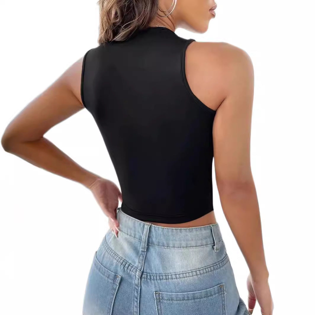 [Label Size] Hollow Hole Vest, Tight-Fitting Inner Navel-Baring Top, Summer Sleeveless Vest