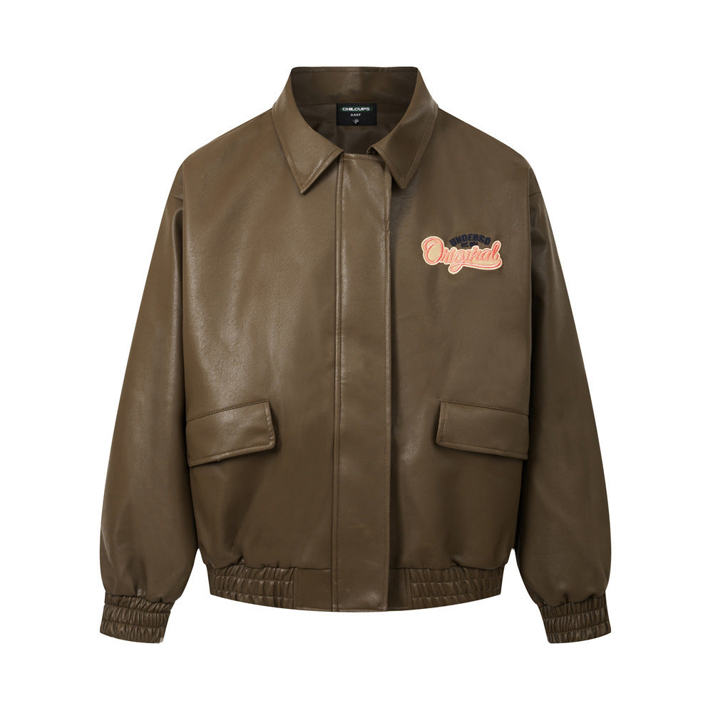 Blouson style street wear pour homme avec col retourné et broderies