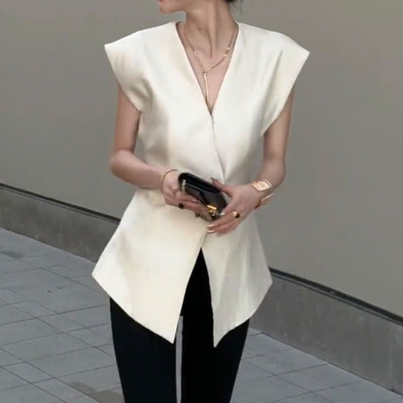 European-Style Fashionable Suit Vest for Women, Thin Summer 2026 New Model, Sleeveless Deep V Top with a High-End Feel