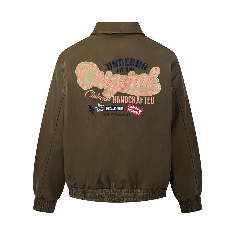 Blouson style street wear pour homme avec col retourné et broderies