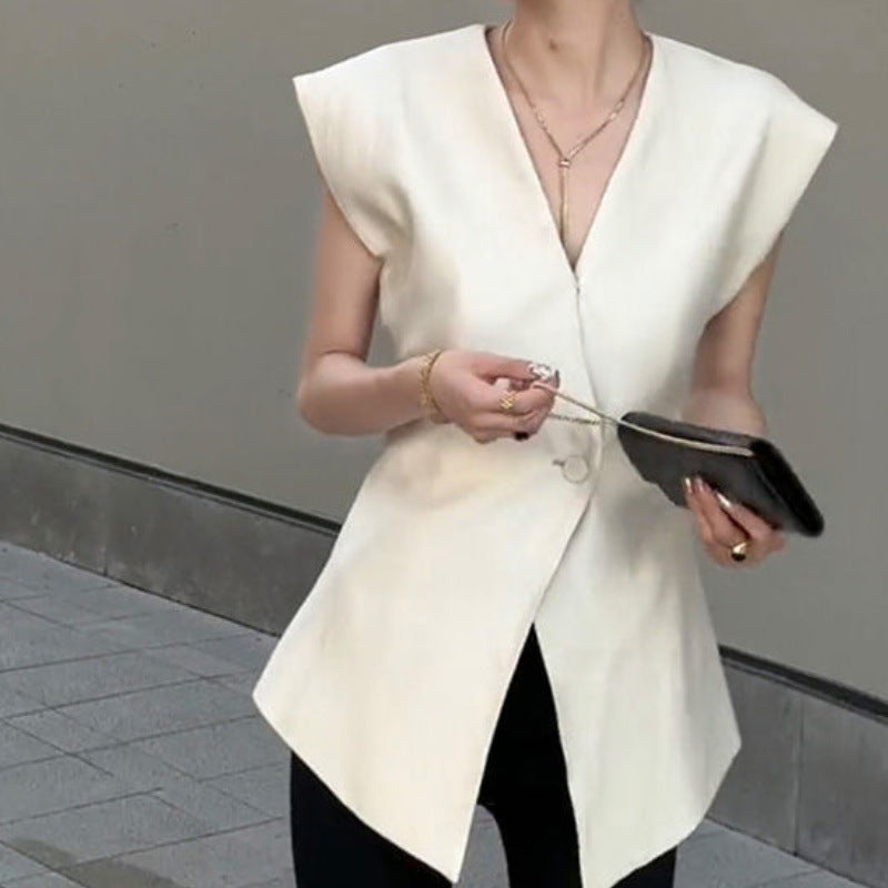 European-Style Fashionable Suit Vest for Women, Thin Summer 2026 New Model, Sleeveless Deep V Top with a High-End Feel