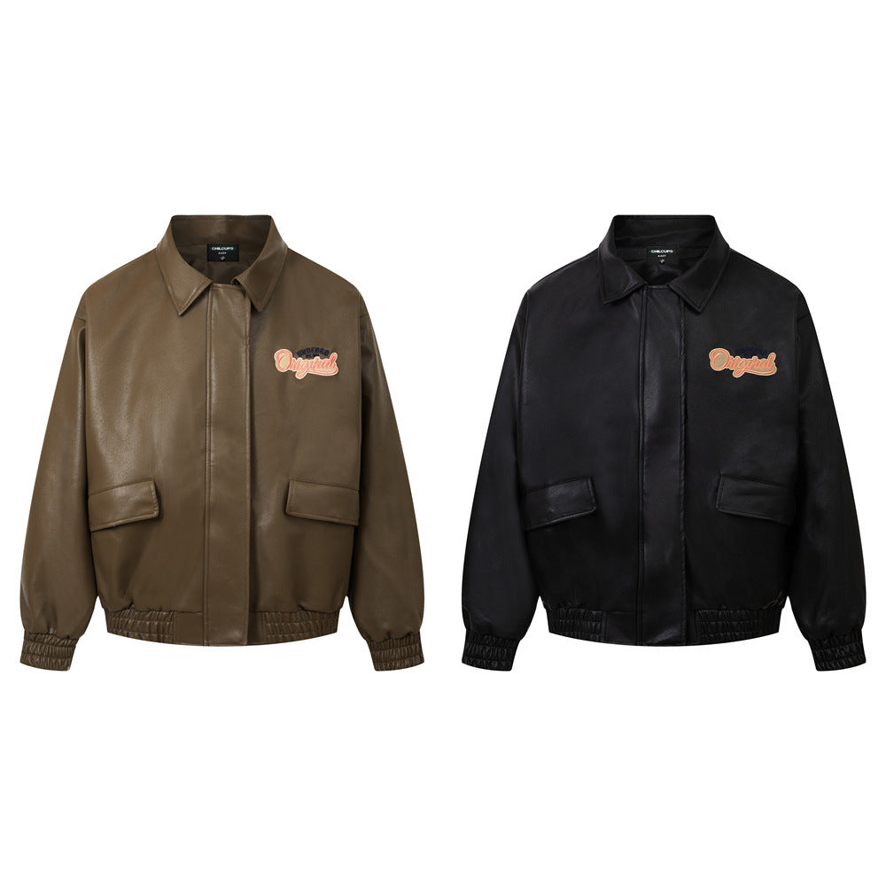Blouson style street wear pour homme avec col retourné et broderies